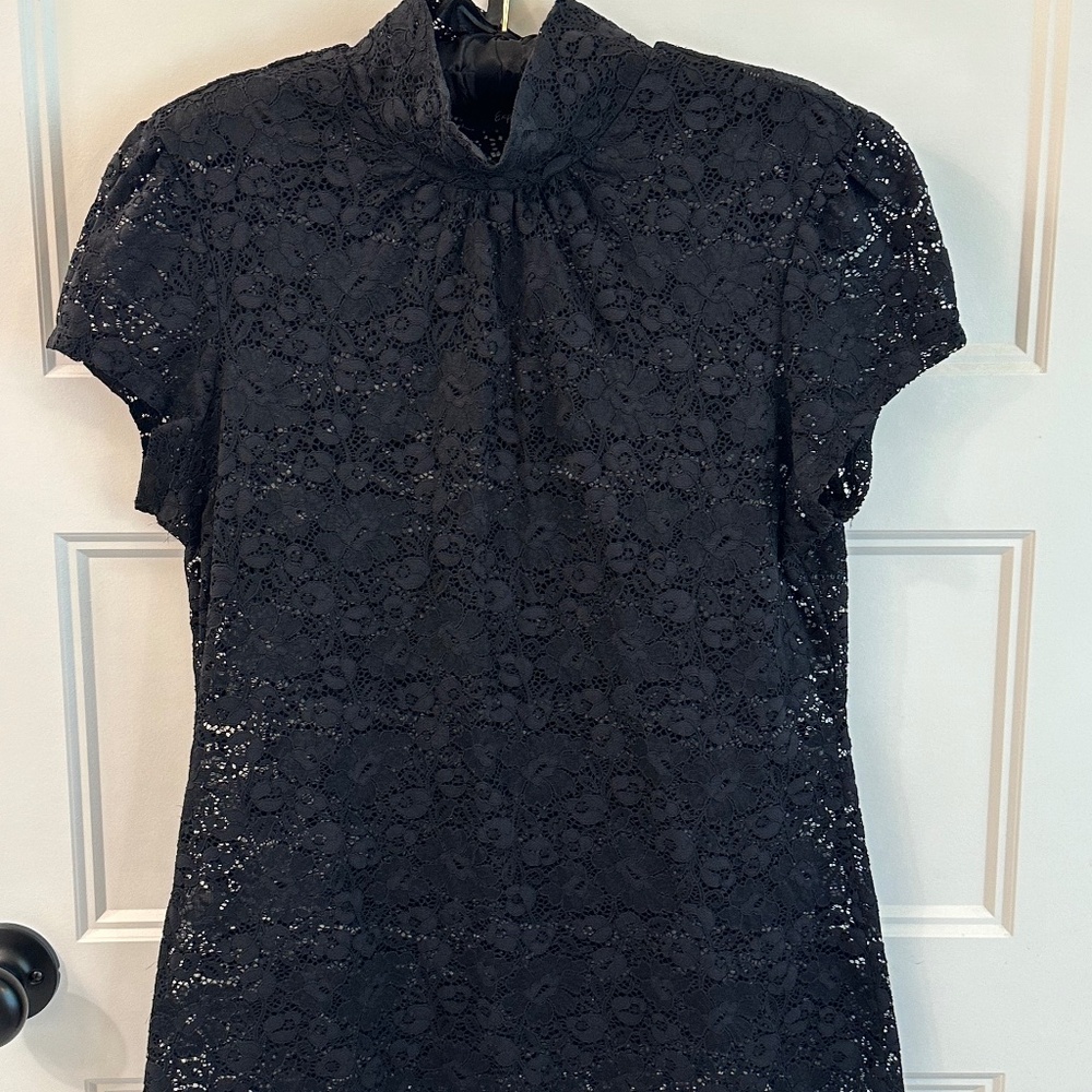 Express, mock-neck lace blouse, Large